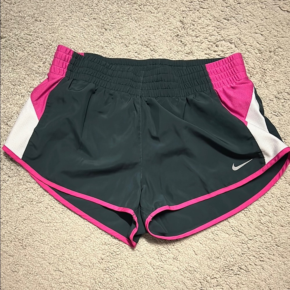 Nike Gray and Pink Athletic Shorts with Dri-FIT Technology